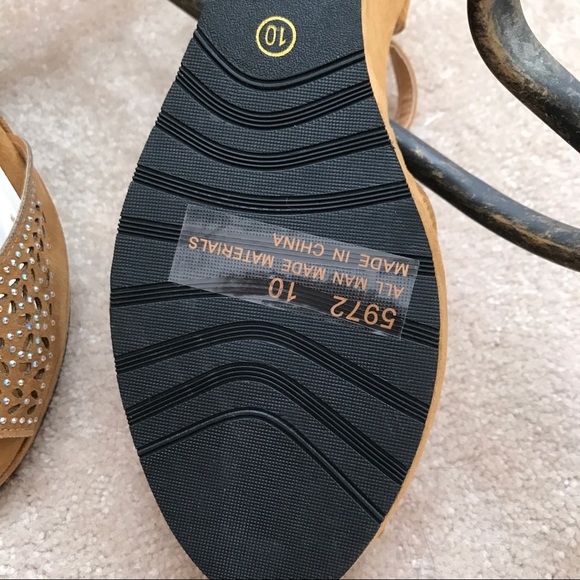 Suede Rhinestone Studded Wedges - Picture 4 of 4